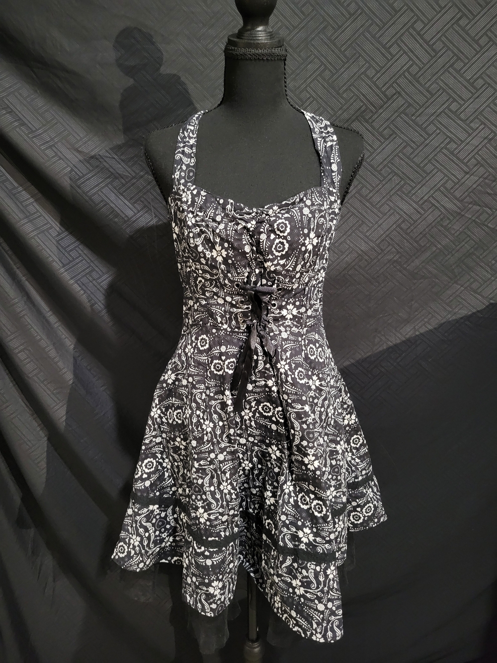 Y2k Hot Topic Halter Corset Dress L Swing Book of Life Day of the Dead 2014 vtg